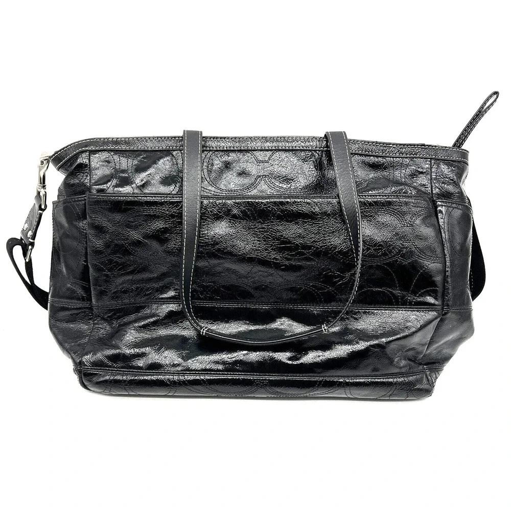Coach Purse Black Stitched Patent Leather Bag No. E1120-F17940